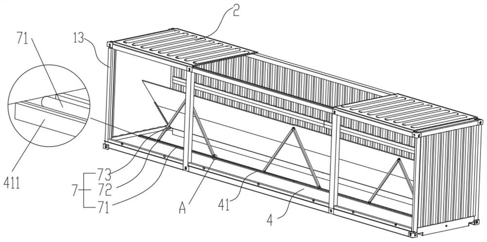 Self-unloading and self-weighing multipurpose container with folding top door and doors opening on two sides