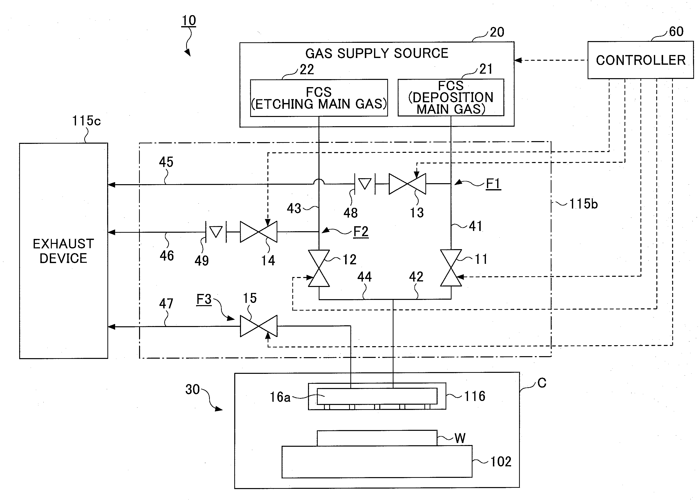 Gas supply method for semiconductor manufacturing apparatus, gas supply system, and semiconductor manufacturing apparatus