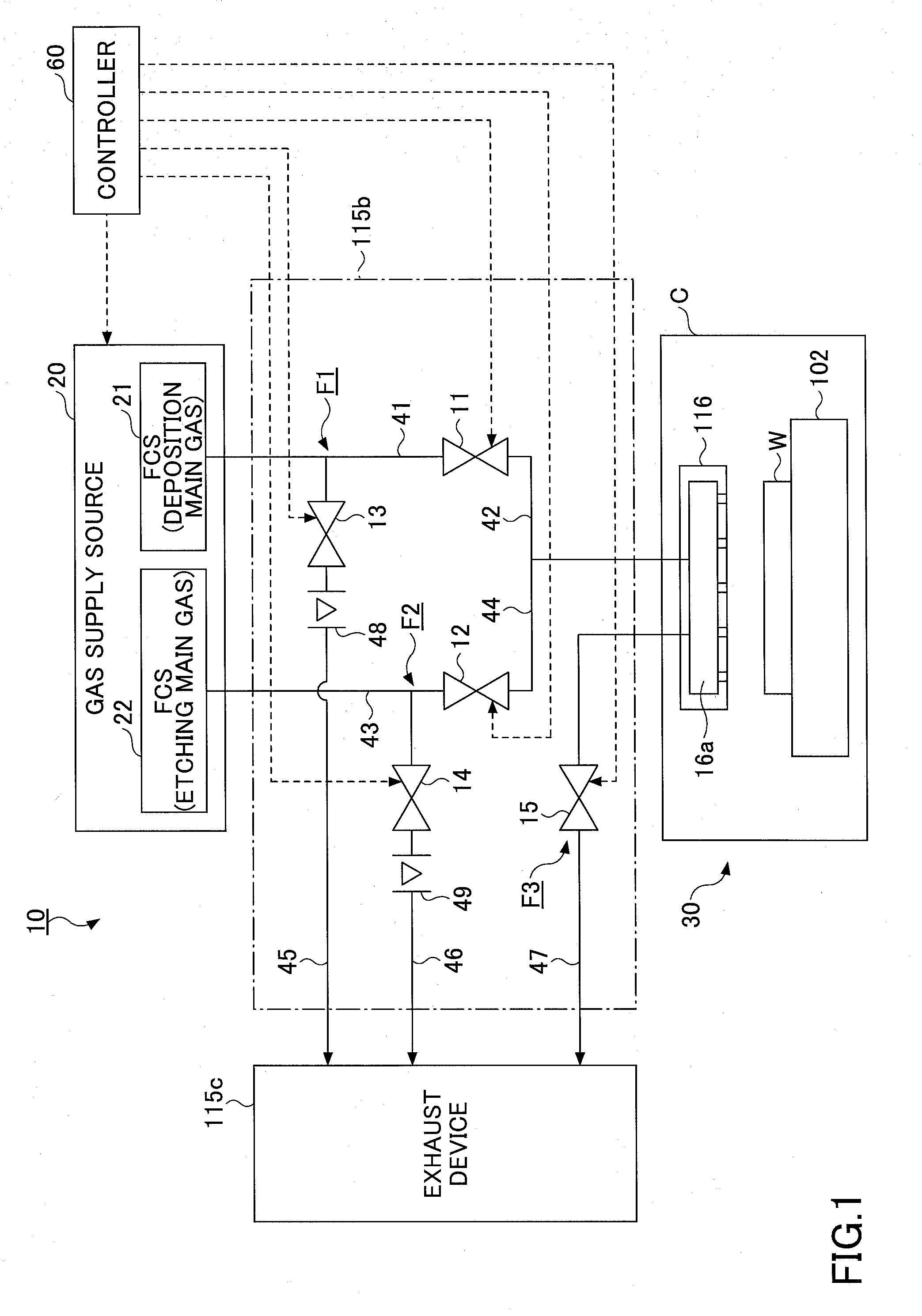 Gas supply method for semiconductor manufacturing apparatus, gas supply system, and semiconductor manufacturing apparatus