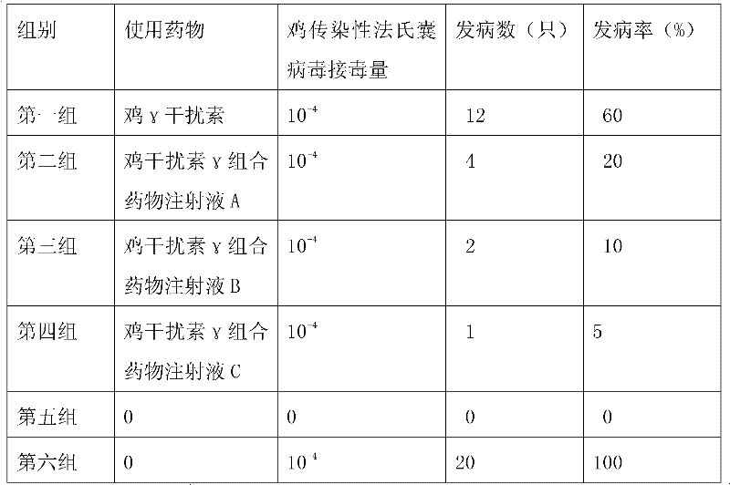 Chicken interferon gamma combined medicament and application