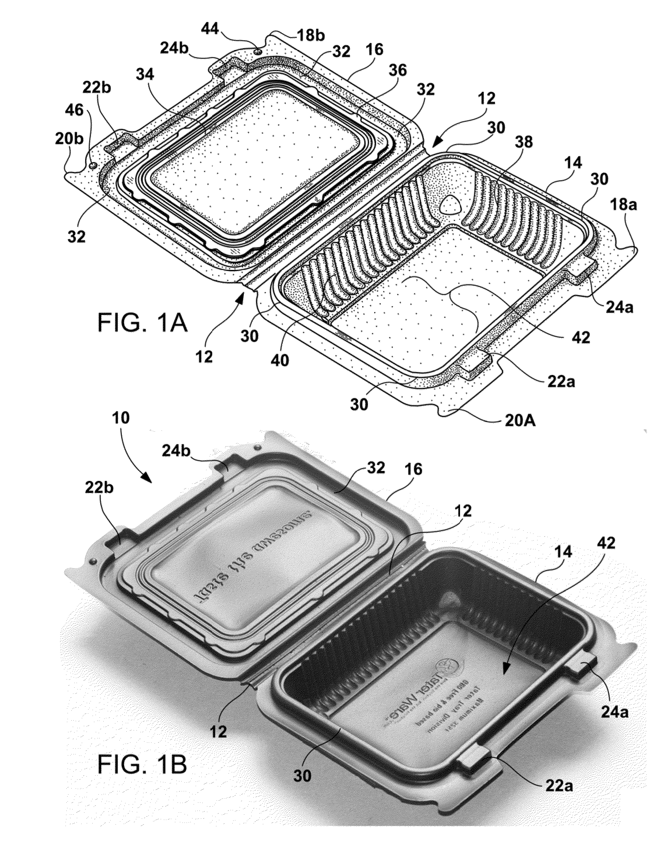 One-Piece Food Container having an Integral Hinge with Latching Mechanisms and a Full Perimeter Seal