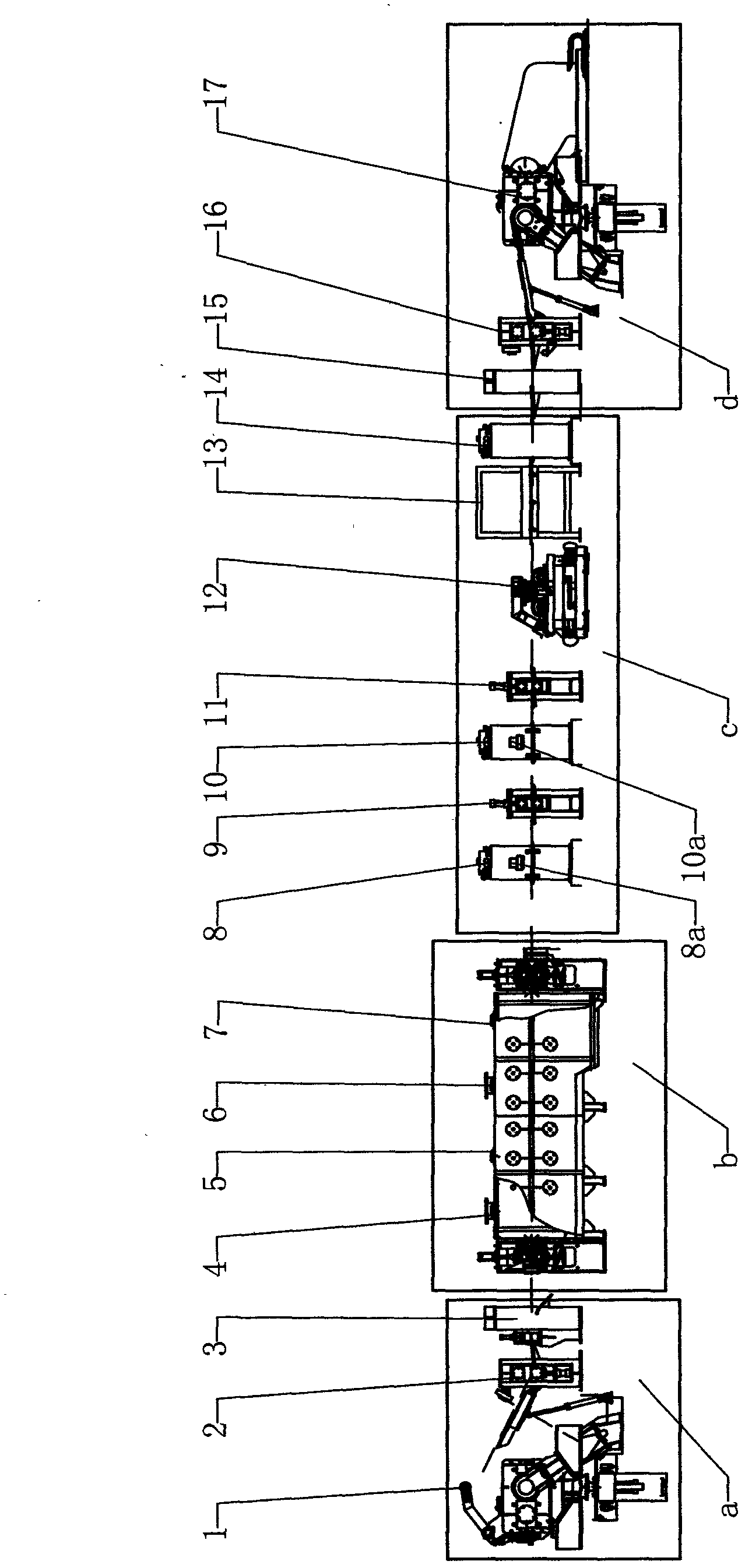 Electric arc spraying multilayer metal composite plate production line