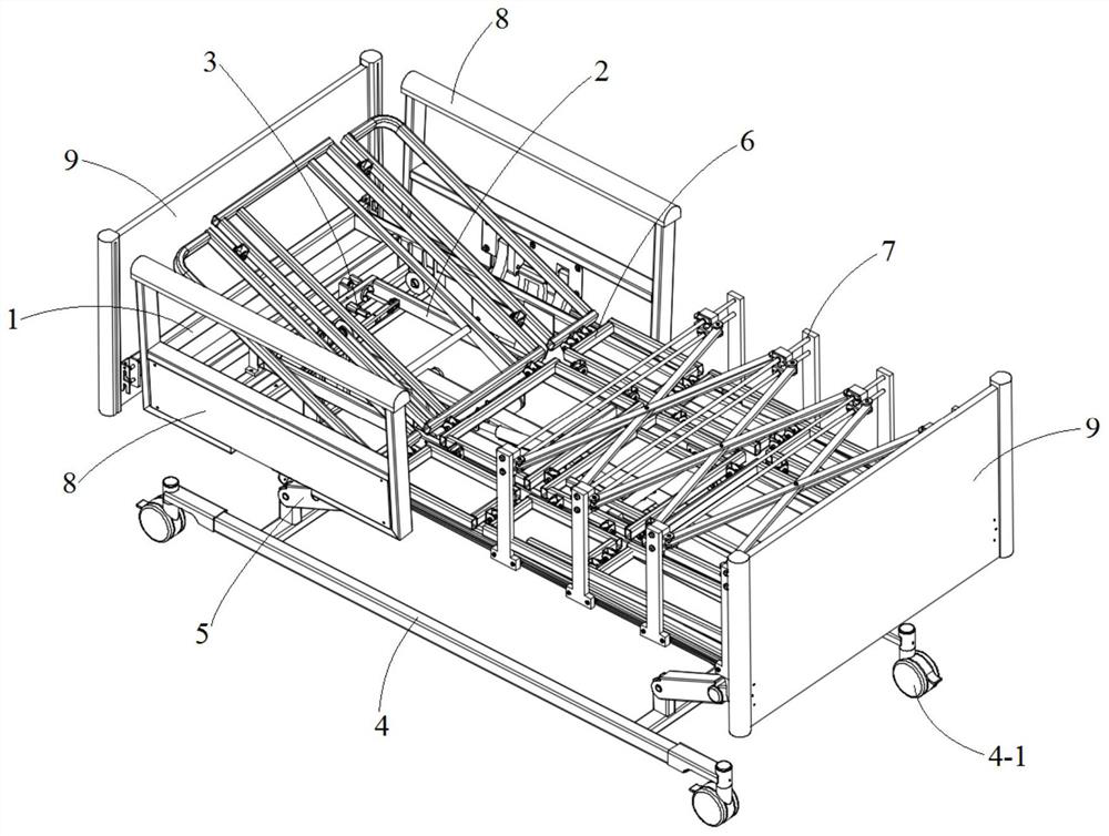 Left-right turnover mechanism of nursing bed and multifunctional electric turnover nursing bed