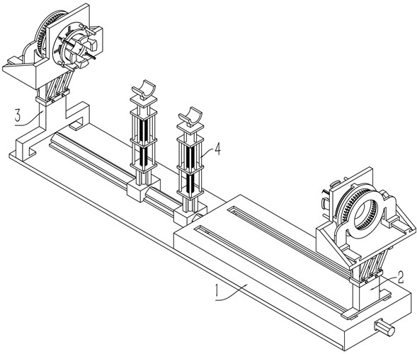 A clamping device for welding seam processing of light pole body