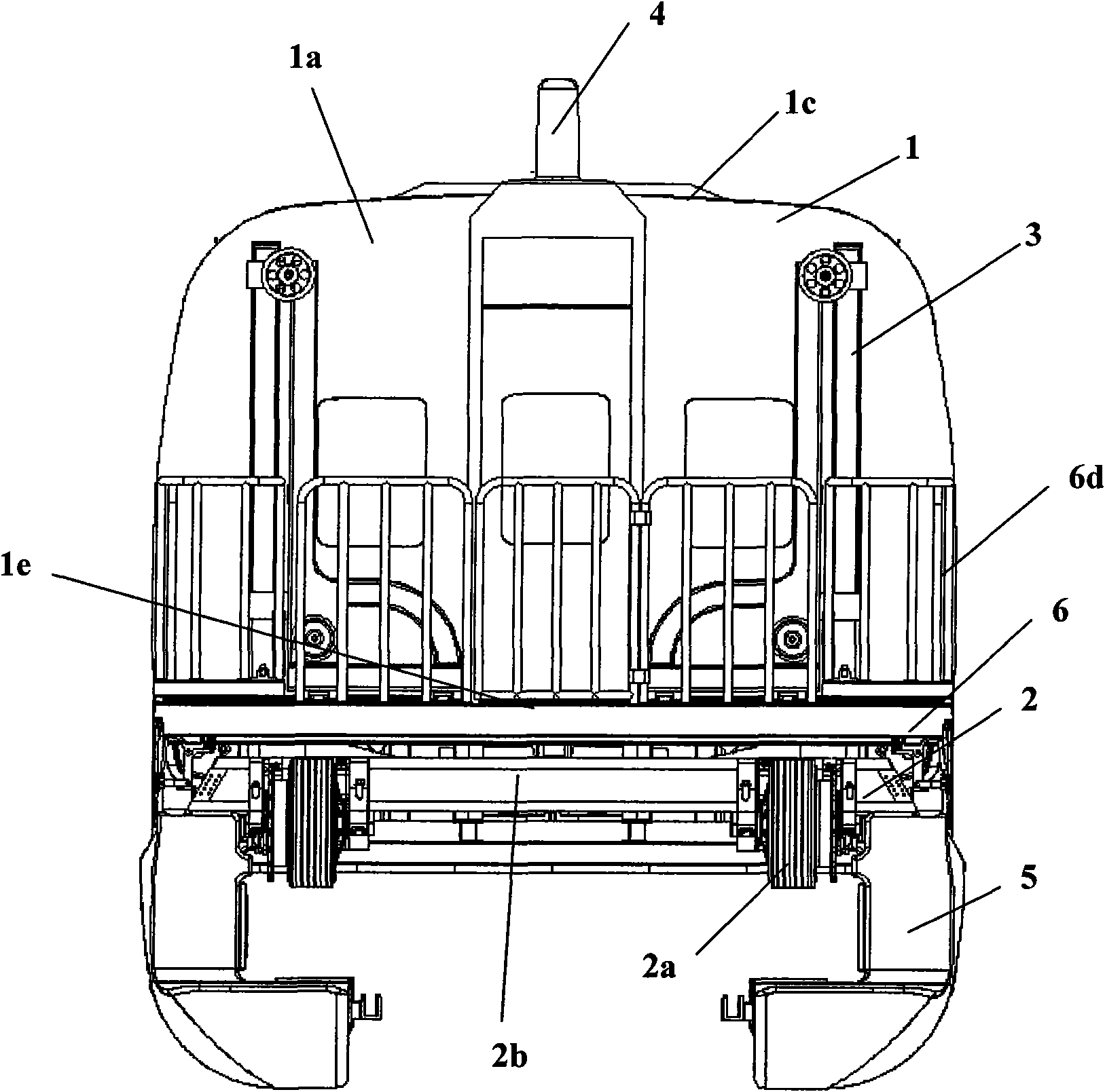 Travel structure of magnetic levitation type rail polling car