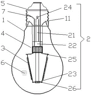 LED lamp filament lamp with built-in power source and thermal radiation material
