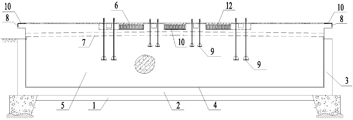 A construction method for the foundation of a cold box lined with thin metal plates