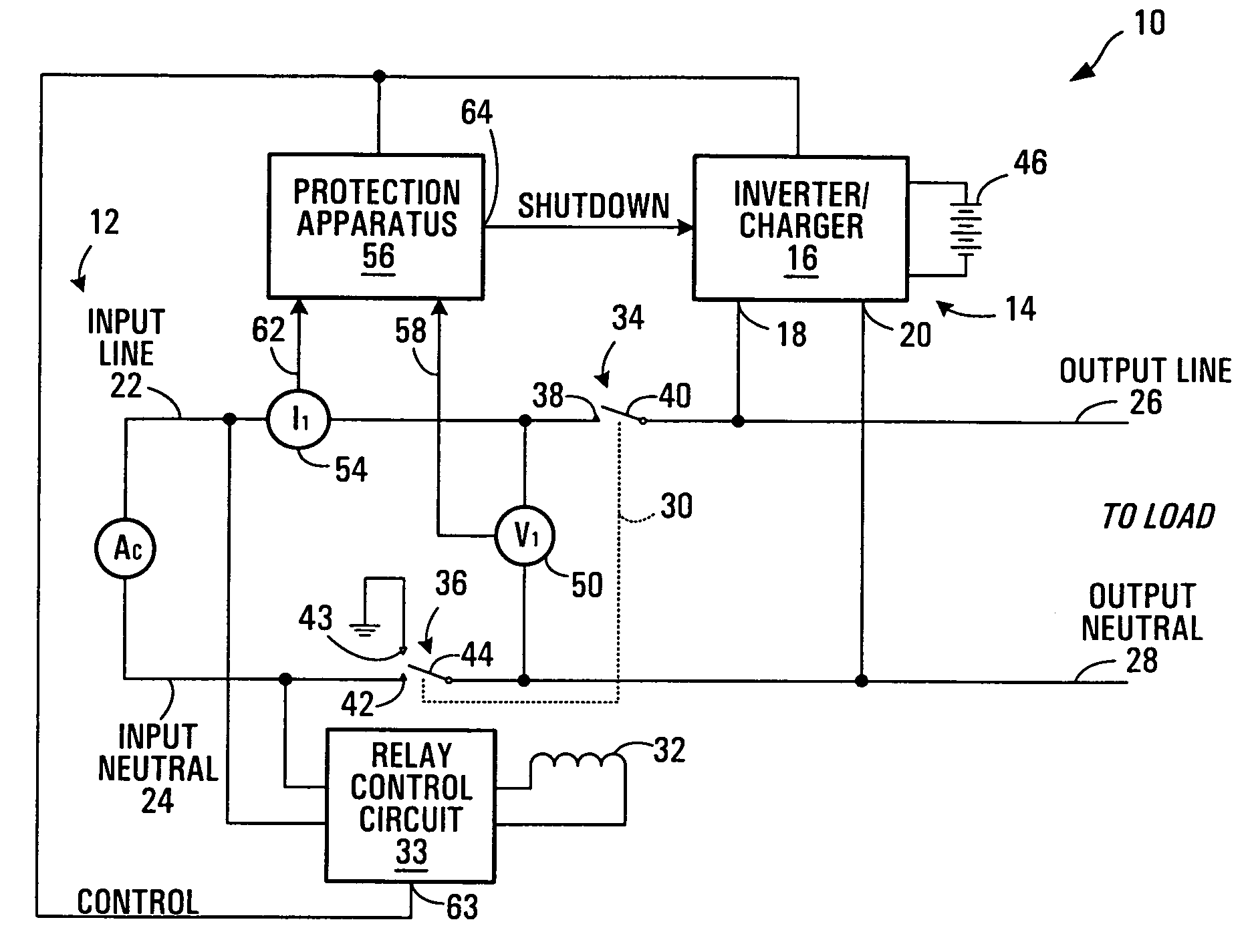 AC power backfeed protection based on phase shift
