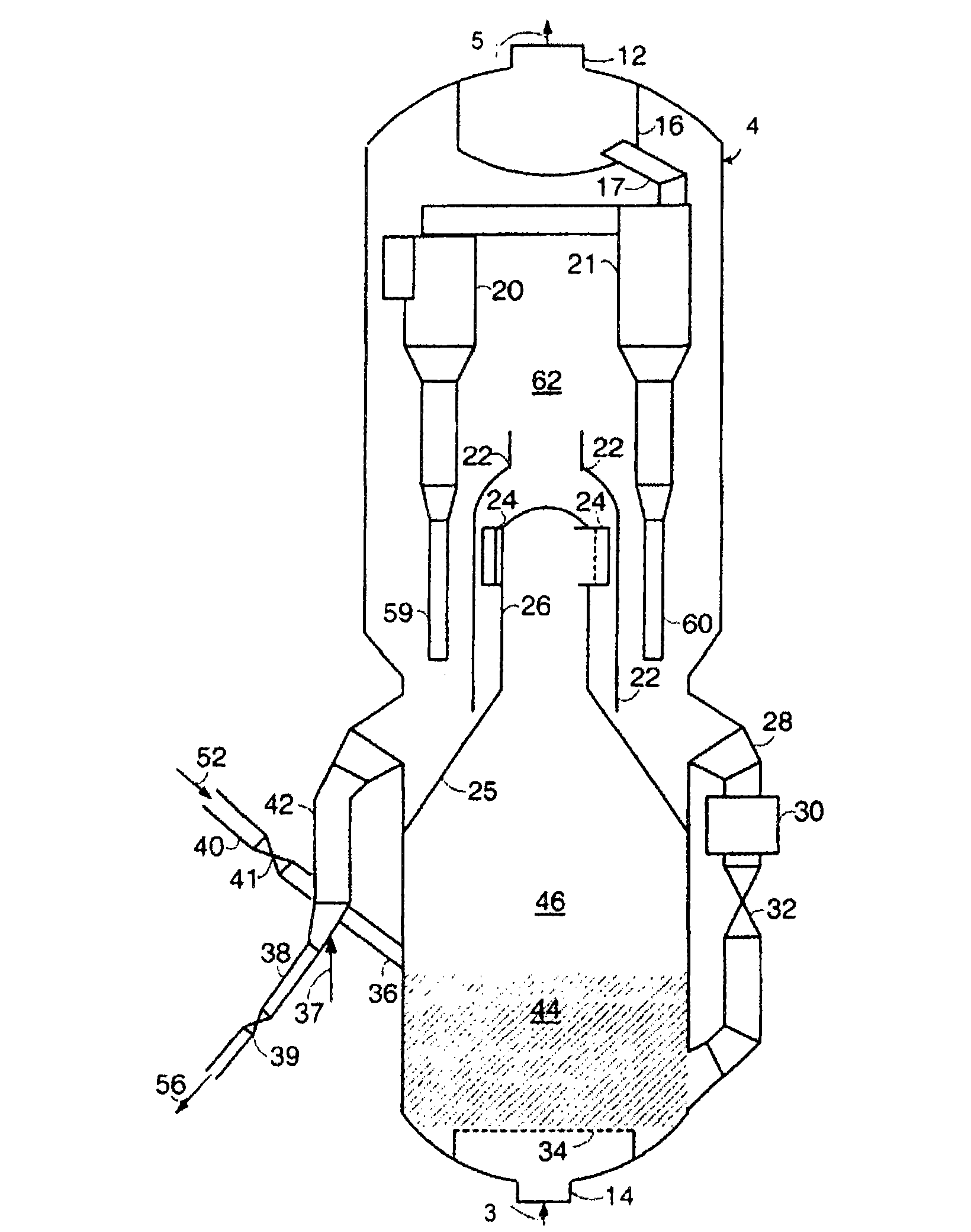 Fluidized bed reactor with back-mixing for dehydrogenation of light paraffins