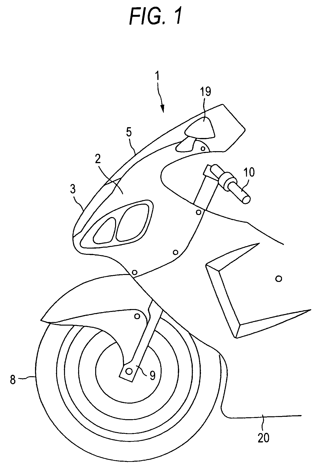 Front structure of motorcycle body