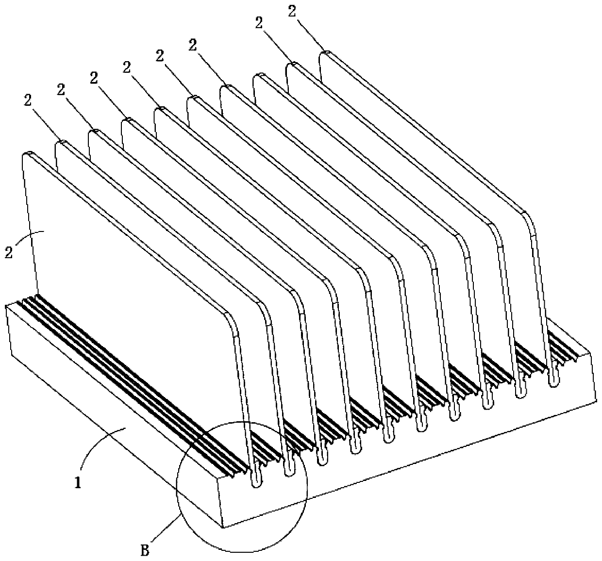 Aluminum radiator of improved riveting-embedding structure and riveting method