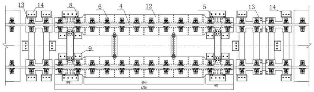 Temporary overhead device and method for high-speed railway ballastless track lines suitable for high-speed traffic