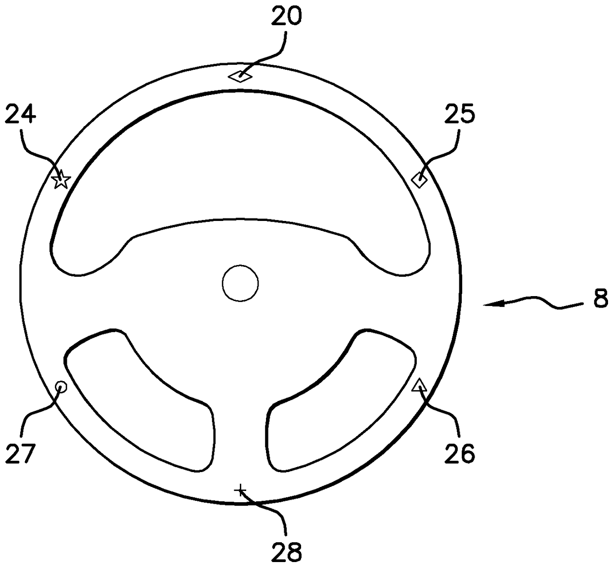 Optical detection of the position of the steering wheel