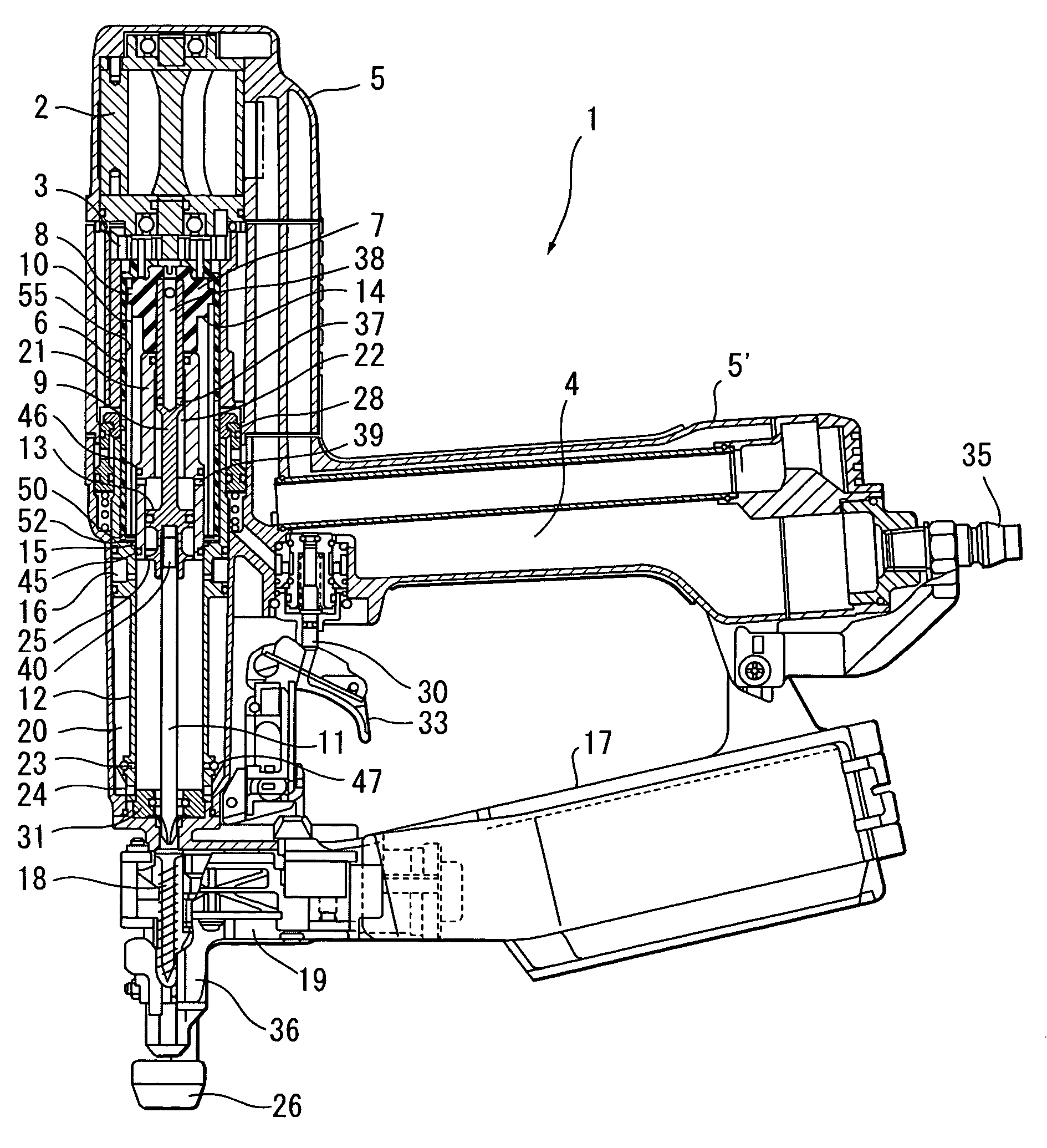 Pneumatically operated screw driver