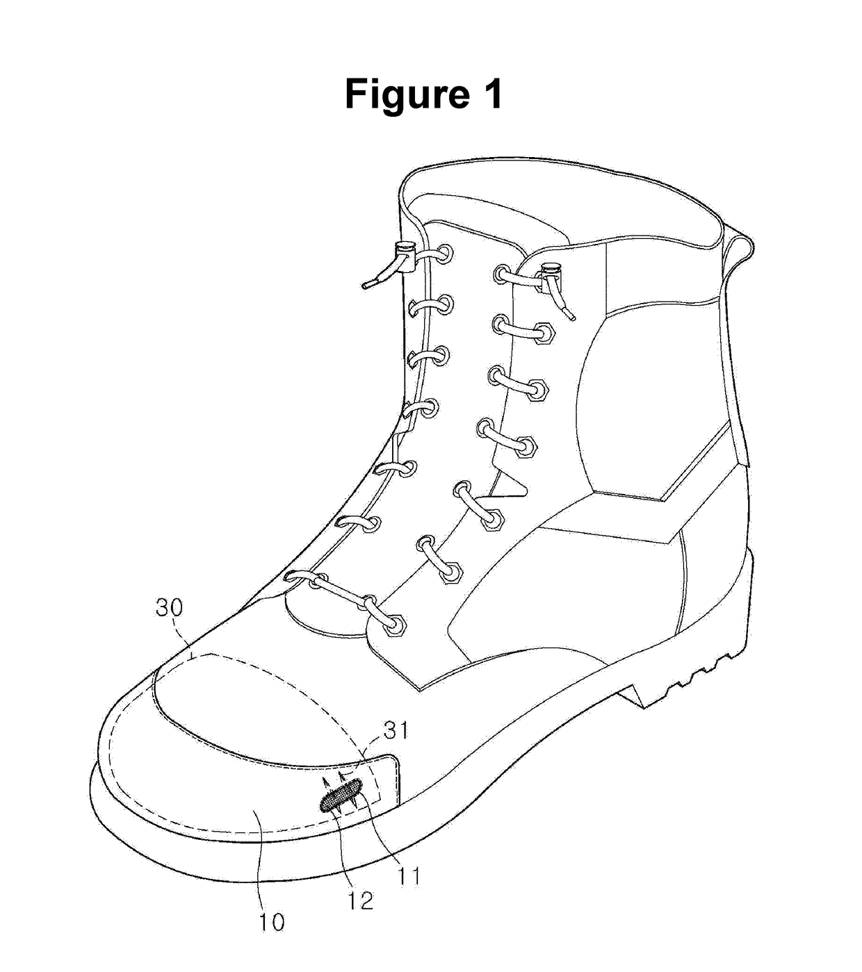 Safety shoes with a ventilation structure