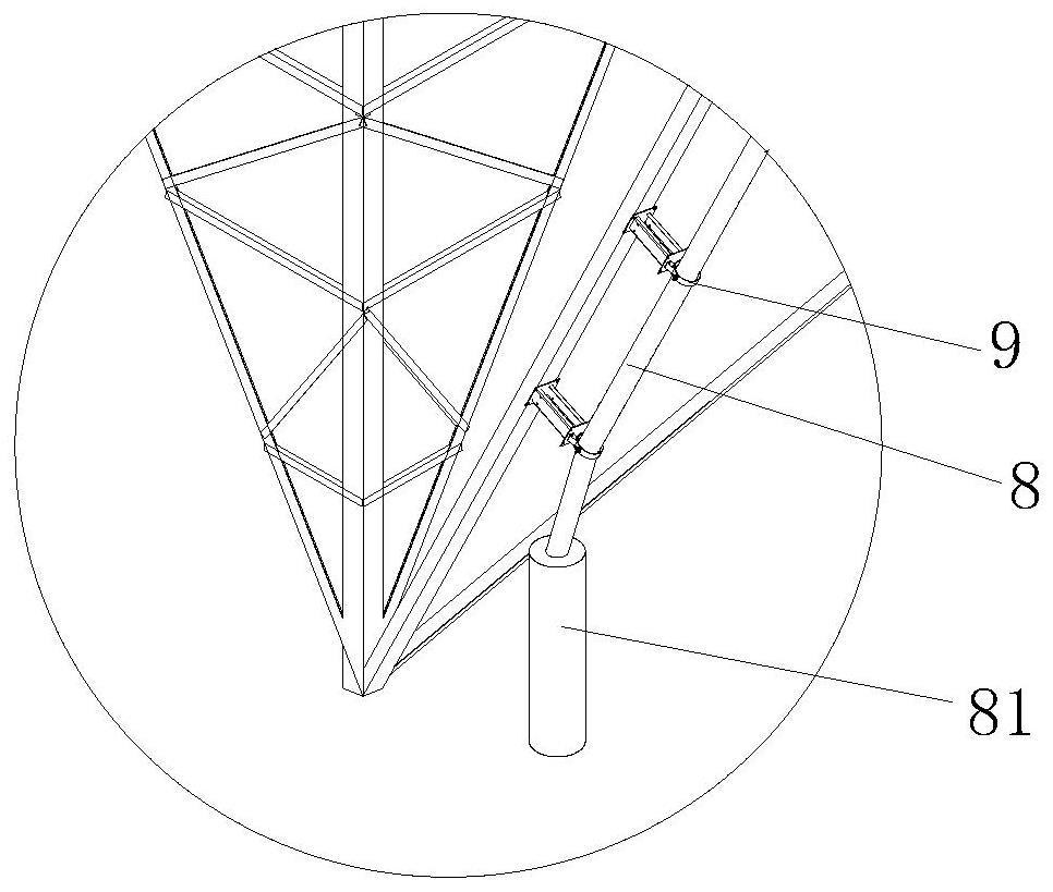 Double-loop cable terminal tower with switching bearing platform support structure