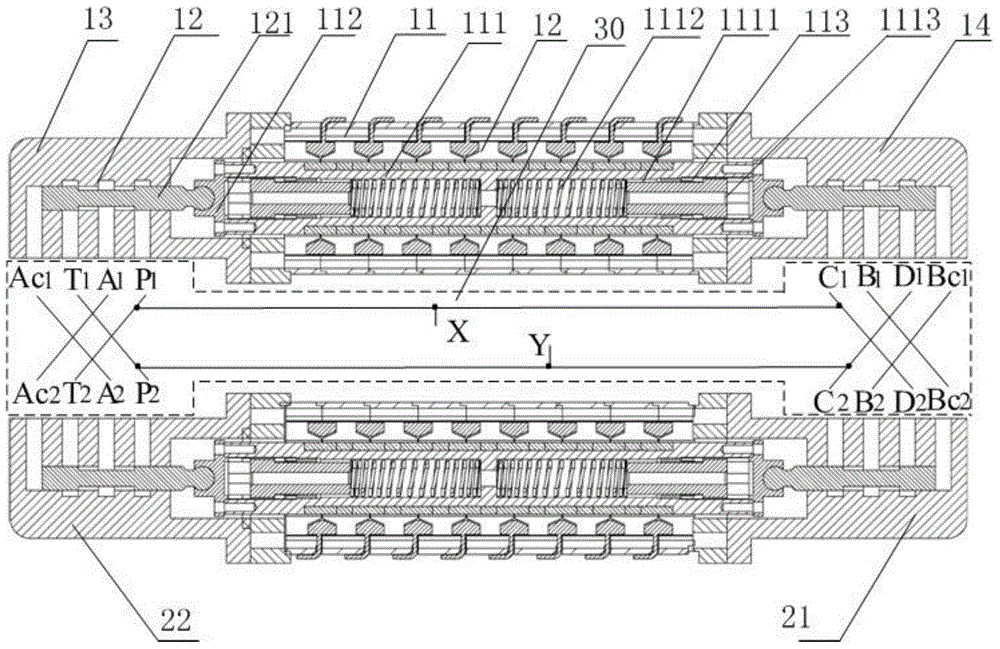 Double-butterfly-shaped cooperation flow distribution pump driven by linear resonance motors