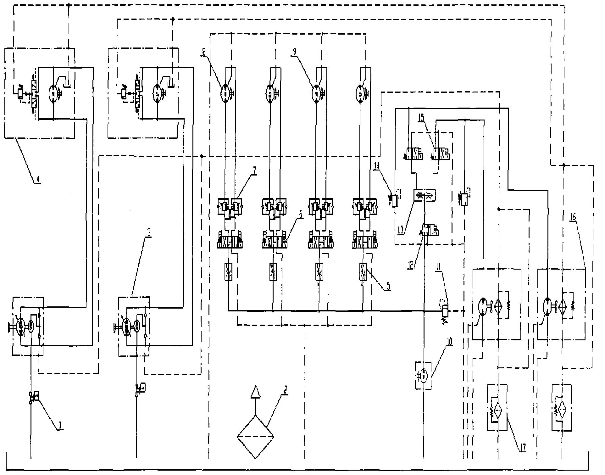 Floating type remote water taking device hydraulic system