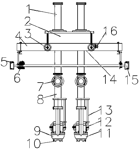 Operation method of multi-head movable unloading crane-form pipe