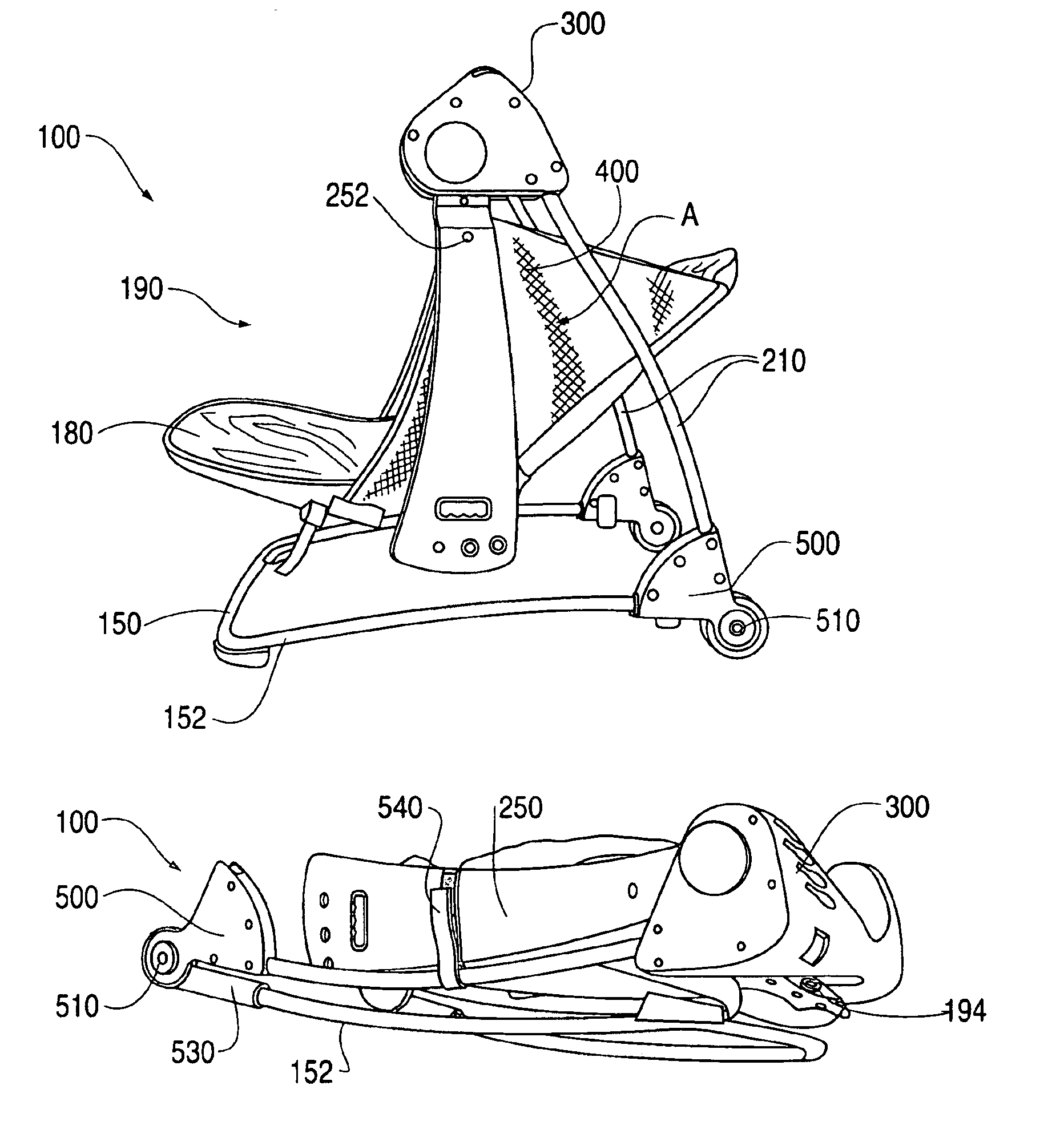 Collapsible infant swing