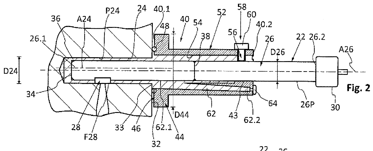 Ultrasound probe for a bore, equipped with an offcentring device