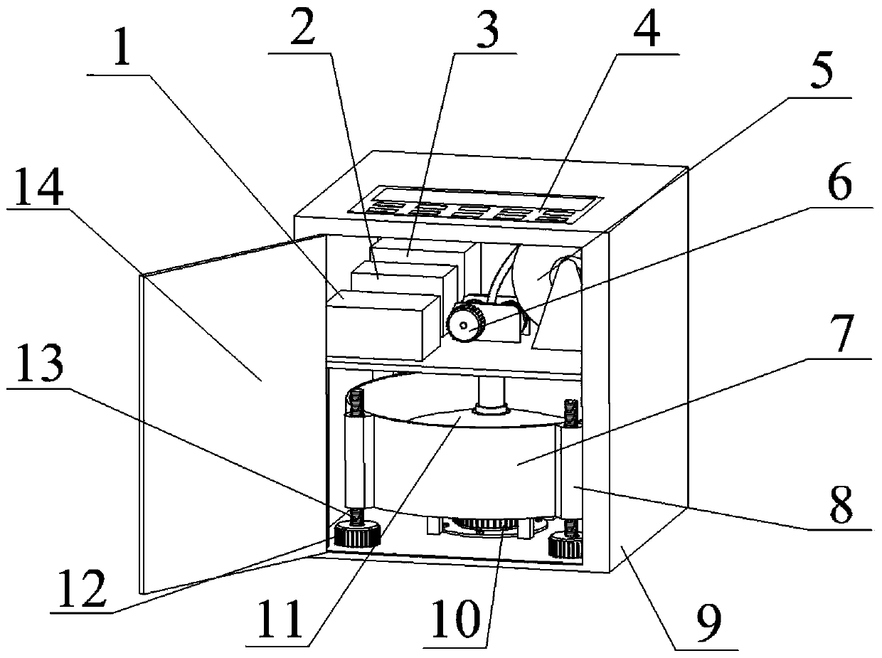 A centrifugal melt electrospinning device