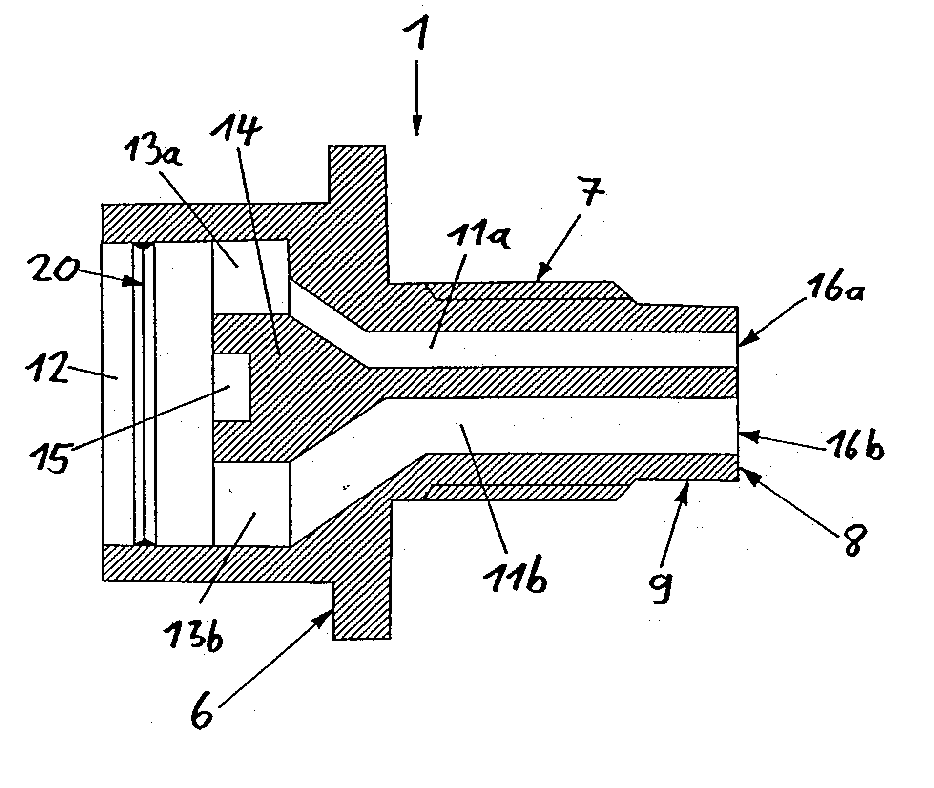 Adapter, device and method for sampling from a multichamber bag, use of said adapter and bag packaging