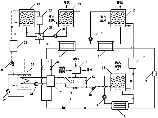 Thermal pump driving solution dehumidifying device and method based on graded utilization of condensation heat