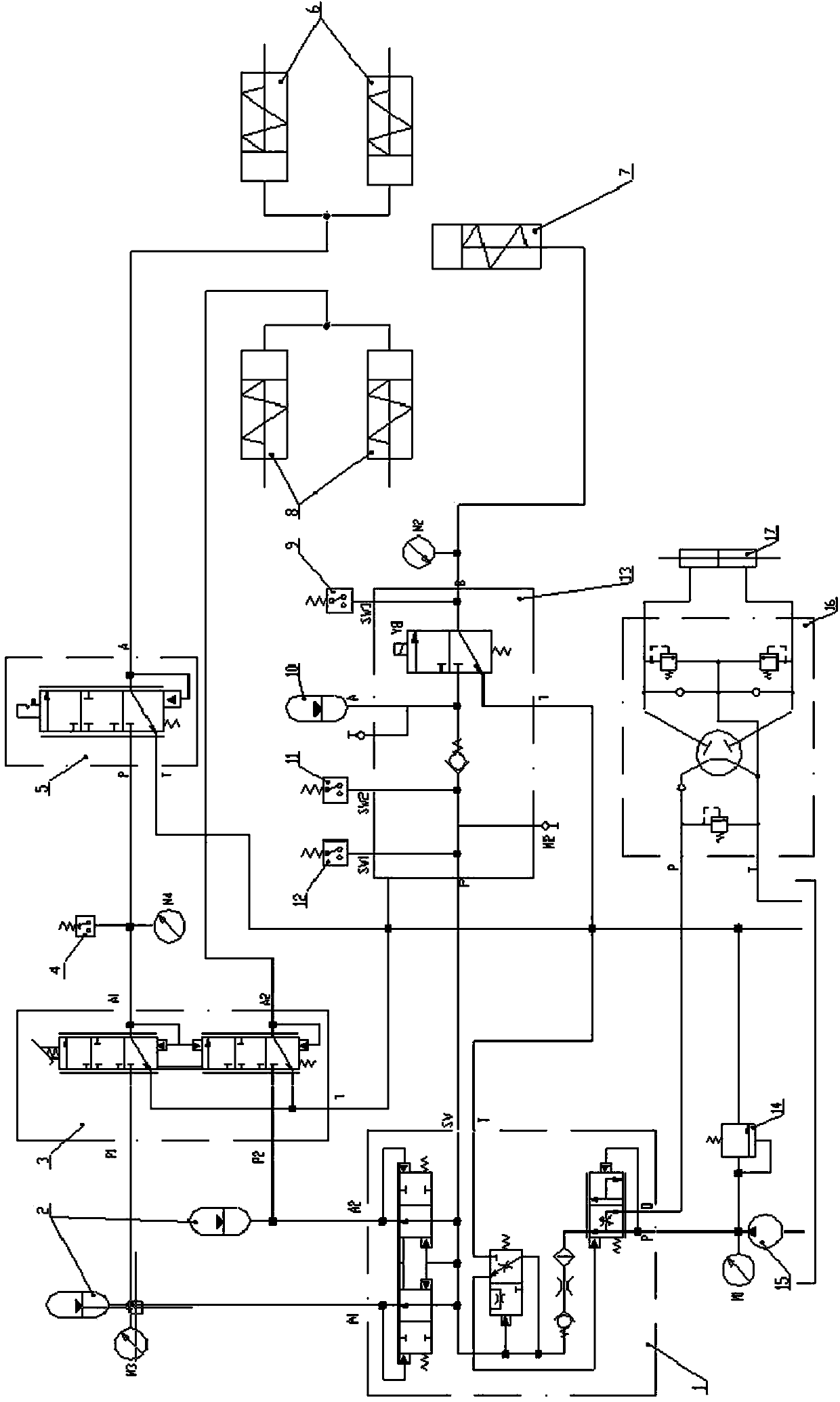 Integrated control system of wheel type engineering machine