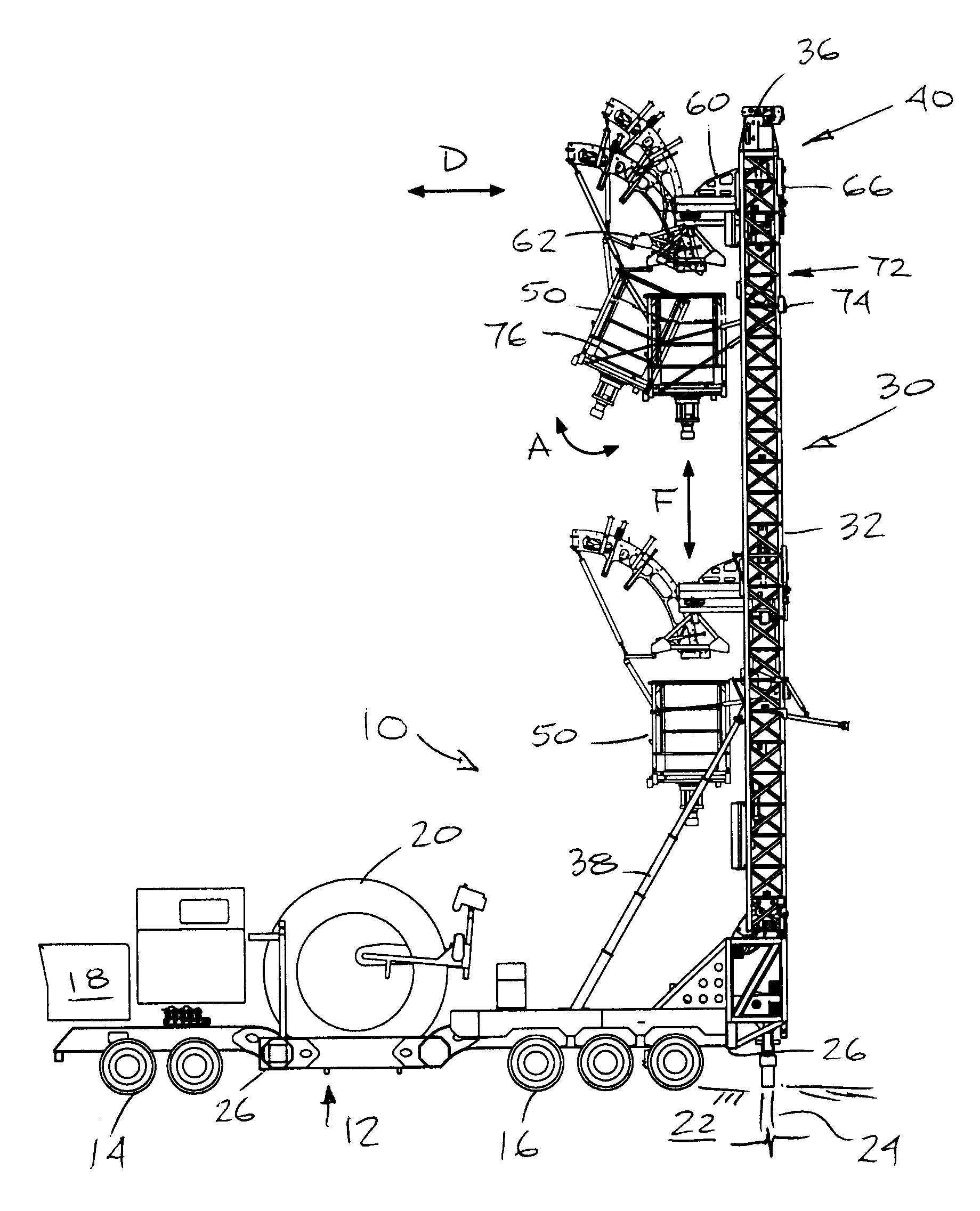 Pivoting injector arrangement