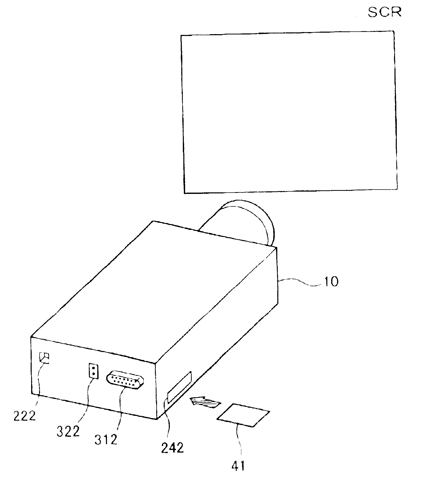 Actuation of projector by system stored in mobile memory