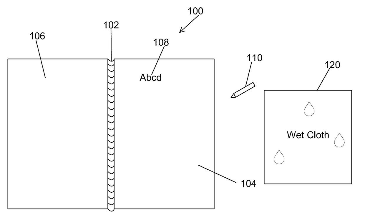 Moisture-erasable note taking system