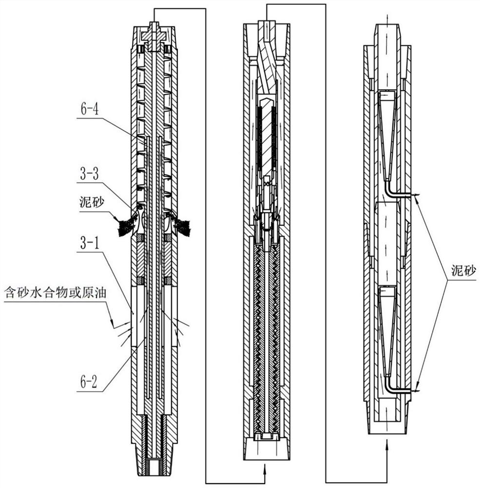 Underground hydraulically-driven spiral-rotational flow coupling tubular separator