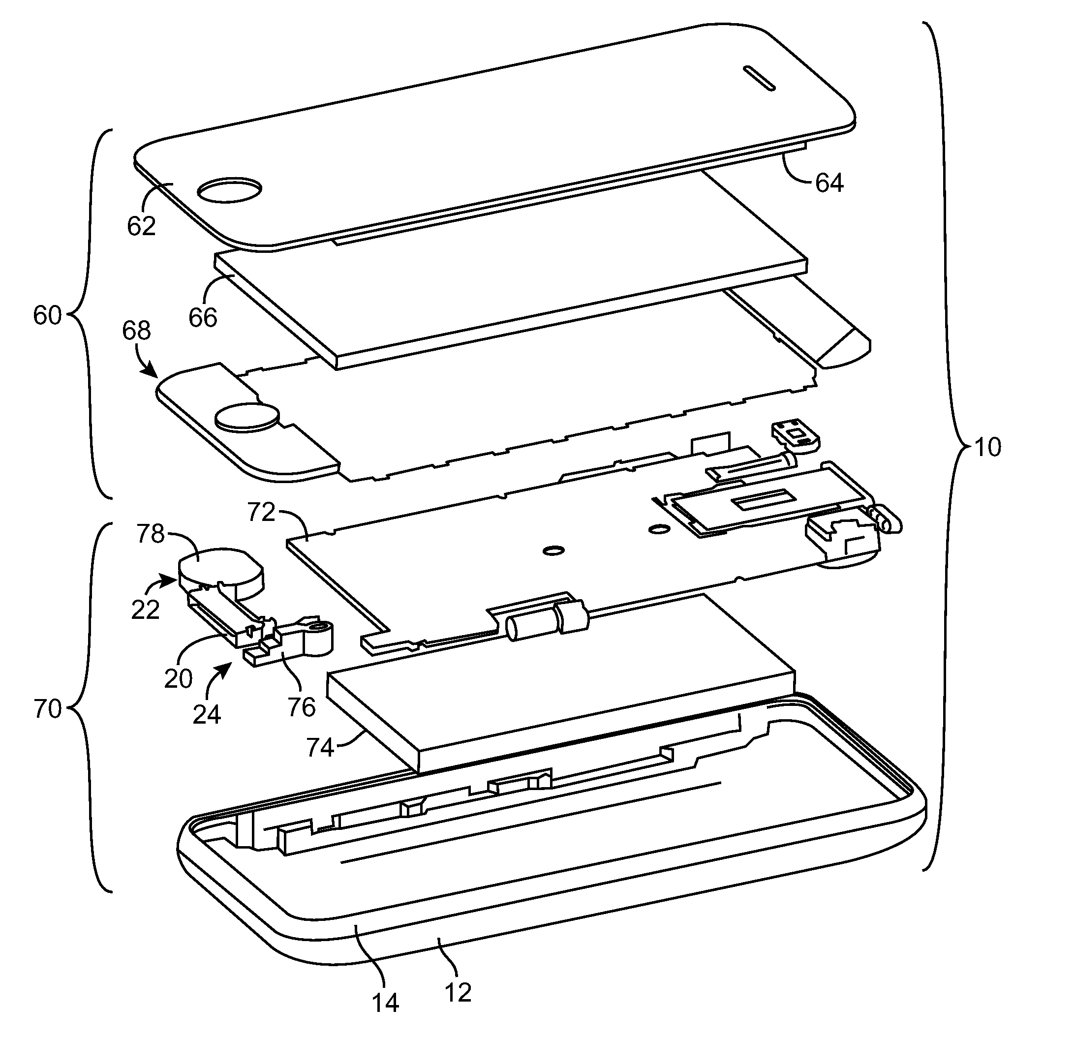 Portable electronic device with two-piece housing