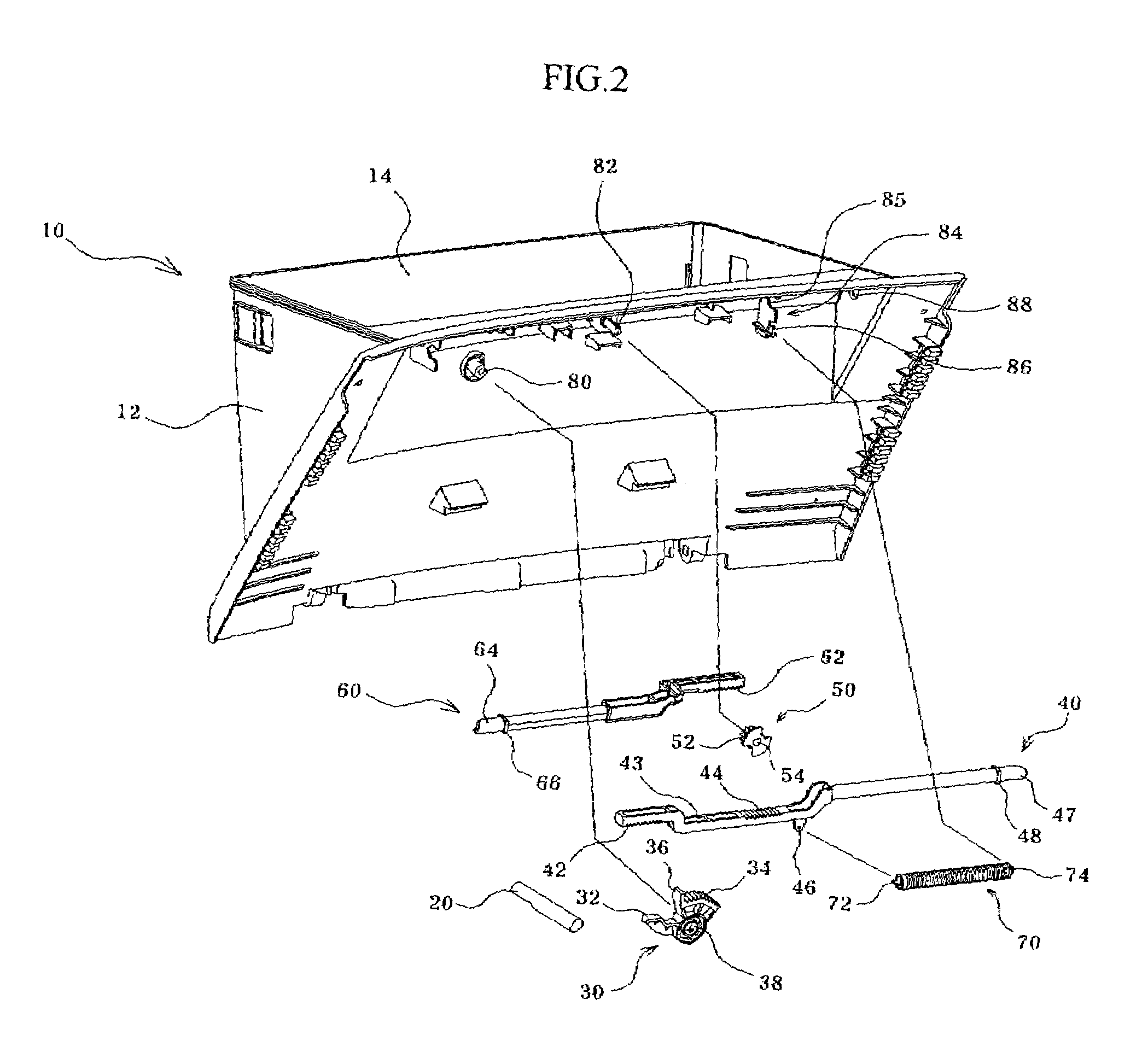 System for operating the rod of a glove box