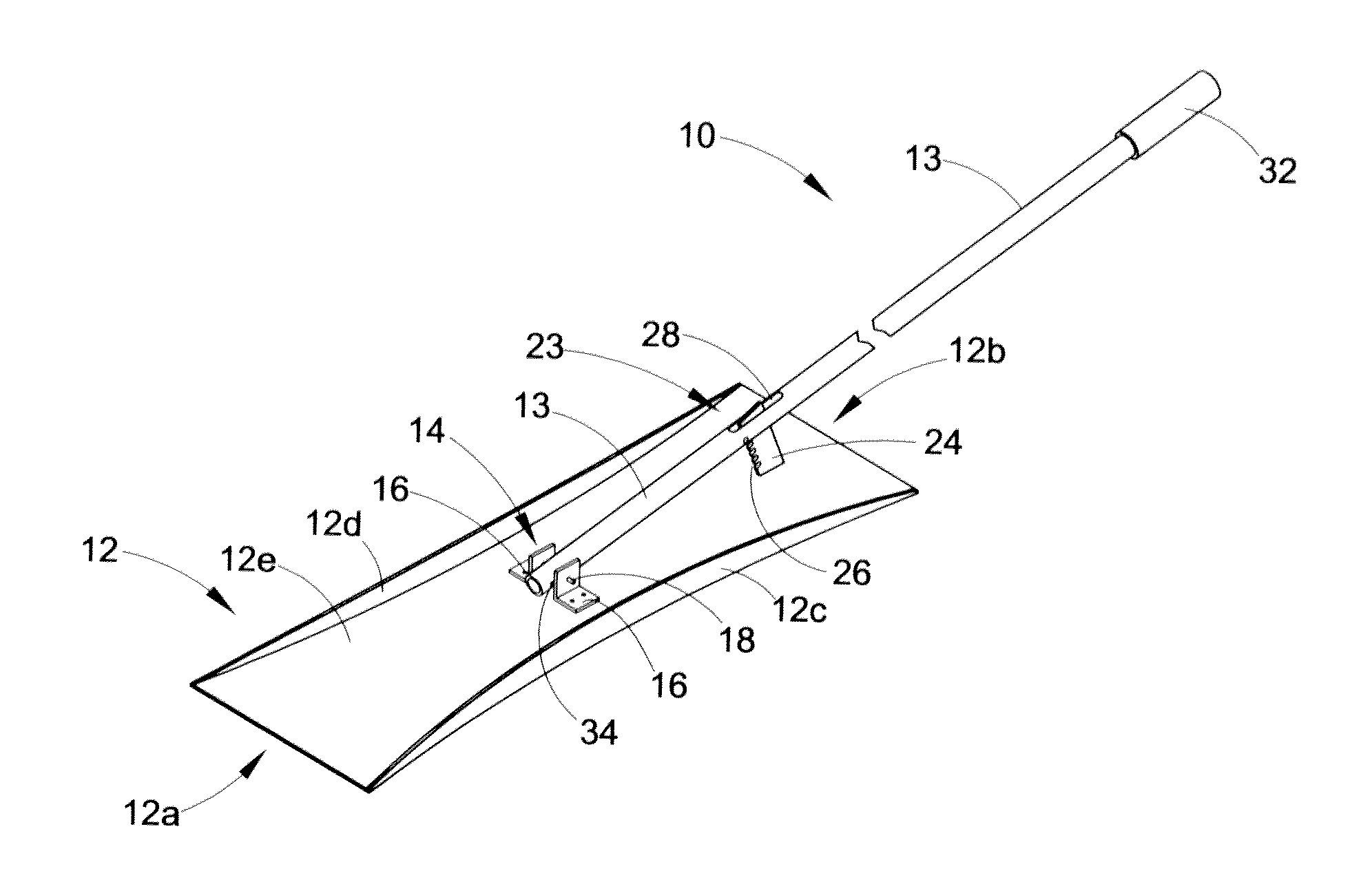 Pitch adjustable bi-directional shovel