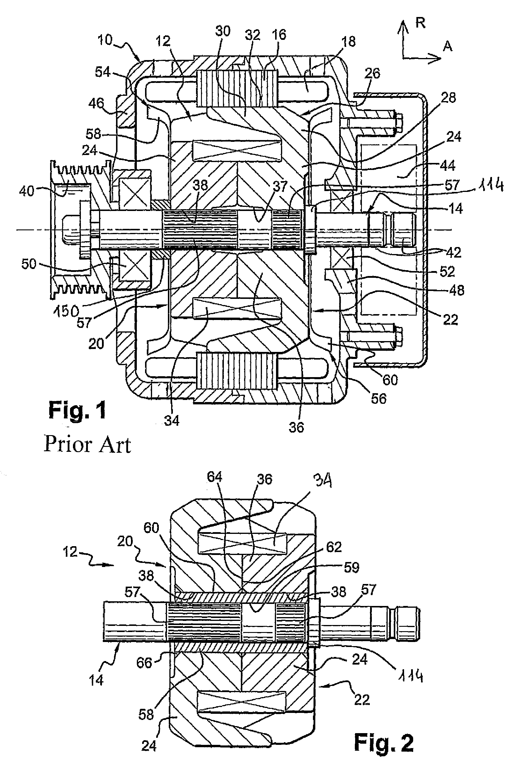 Electrical Rotating Machine Comprising an Intermediate Sleeve Interposed Between the Shaft and the Polar  Wheels and Method for Making the Rotor