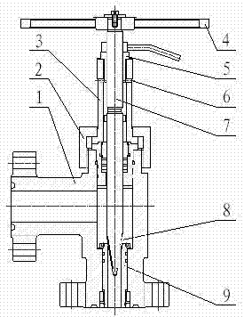 Angle throttle valve with valve rod directly screwed into valve rod nut for controlling ascending and descending of open-close piece