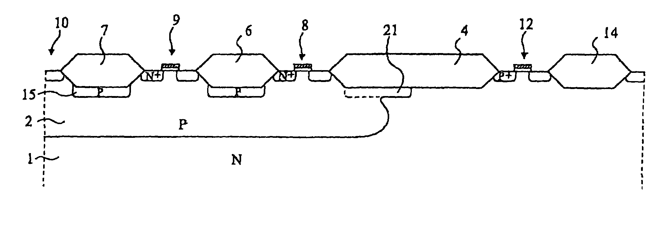 High-voltage integrated CMOS circuit