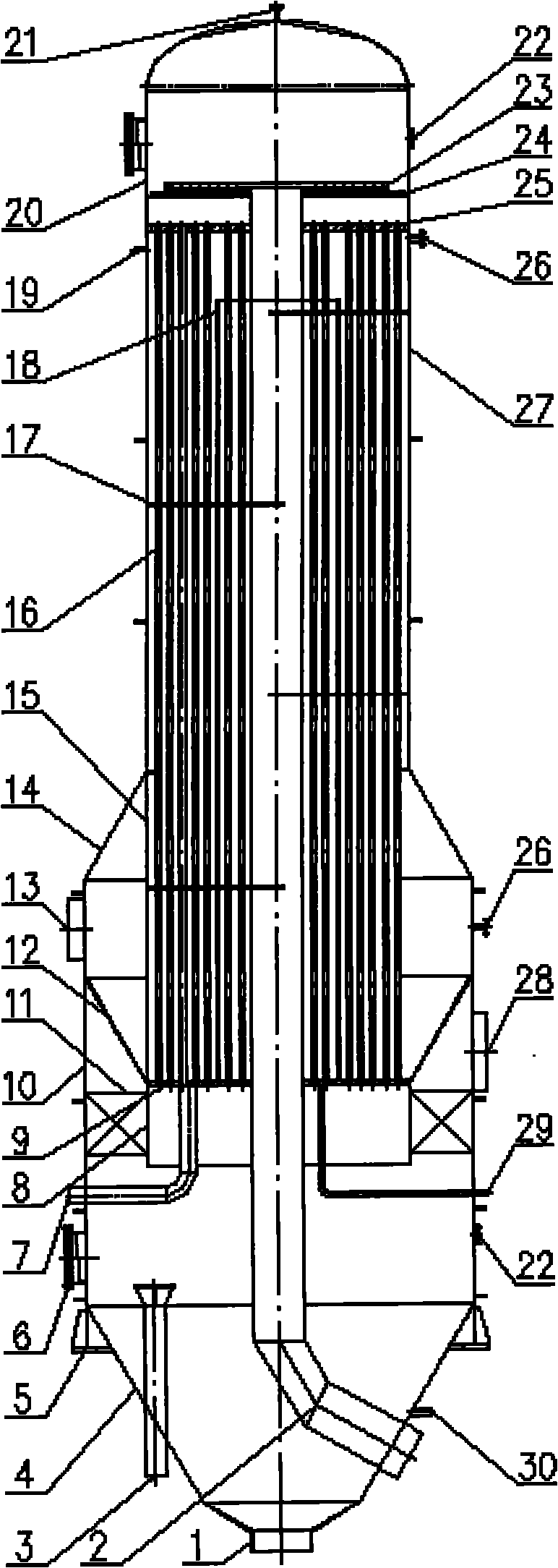 Tubular falling film evaporator