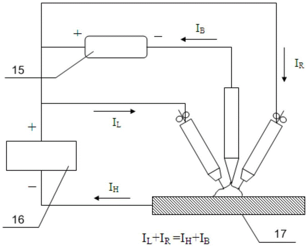 A dual-melting-pole arc welding torch based on heat input control and its welding method