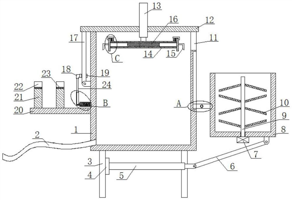 Crack pouring device for straight seam of assembly type capping beam pier column