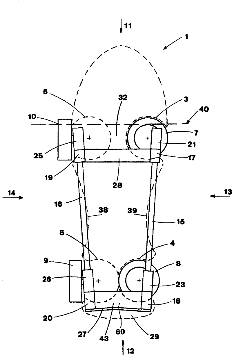 Multi-purpose shoe for walking and rolling, comprising laterally-folding wheels built into the sole