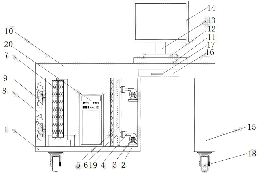 Table body for computer with air purifying function