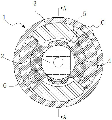 A method for forming a liquid rubber composite node with a damping through hole and the node