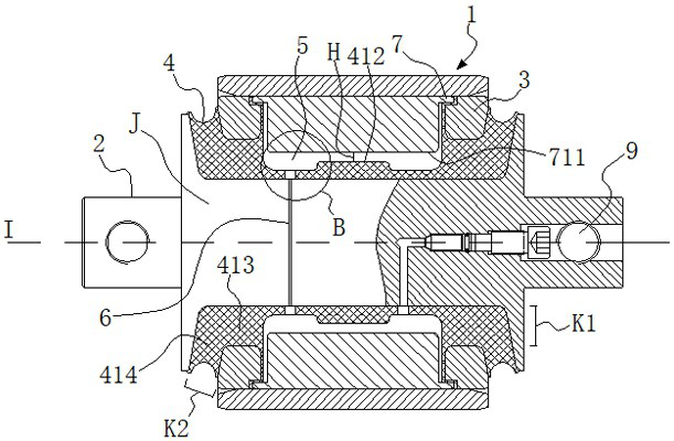 A method for forming a liquid rubber composite node with a damping through hole and the node