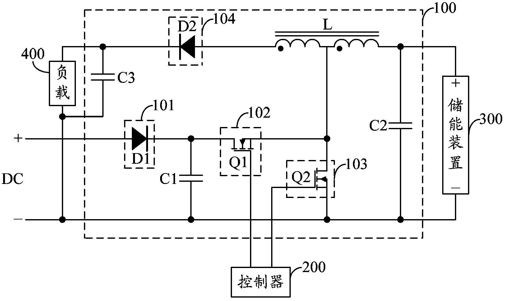 Charging and discharging type direct current (DC)-DC conversion circuit and new energy power generation system