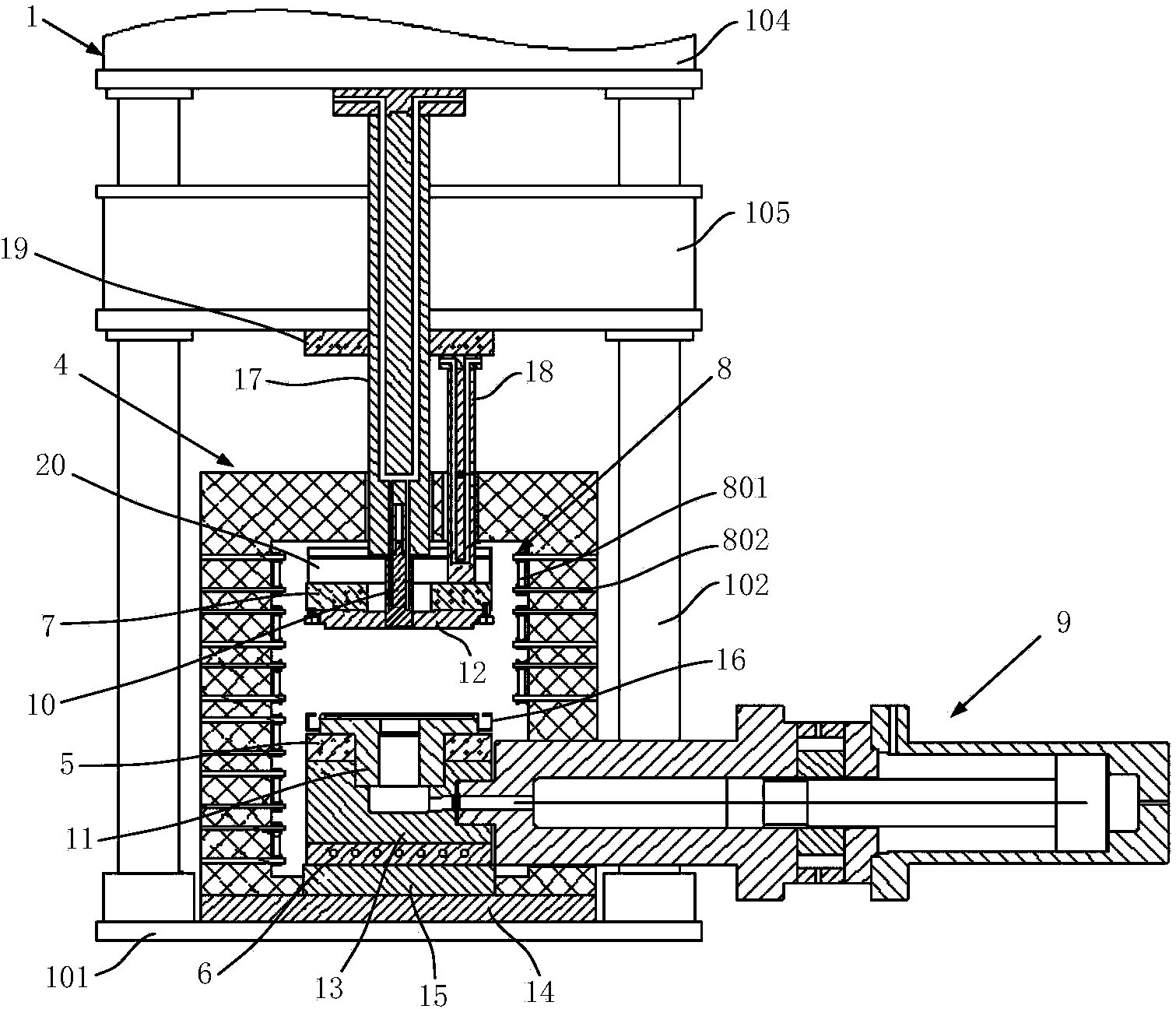Warm/hot medium hydro-forming device for sheets