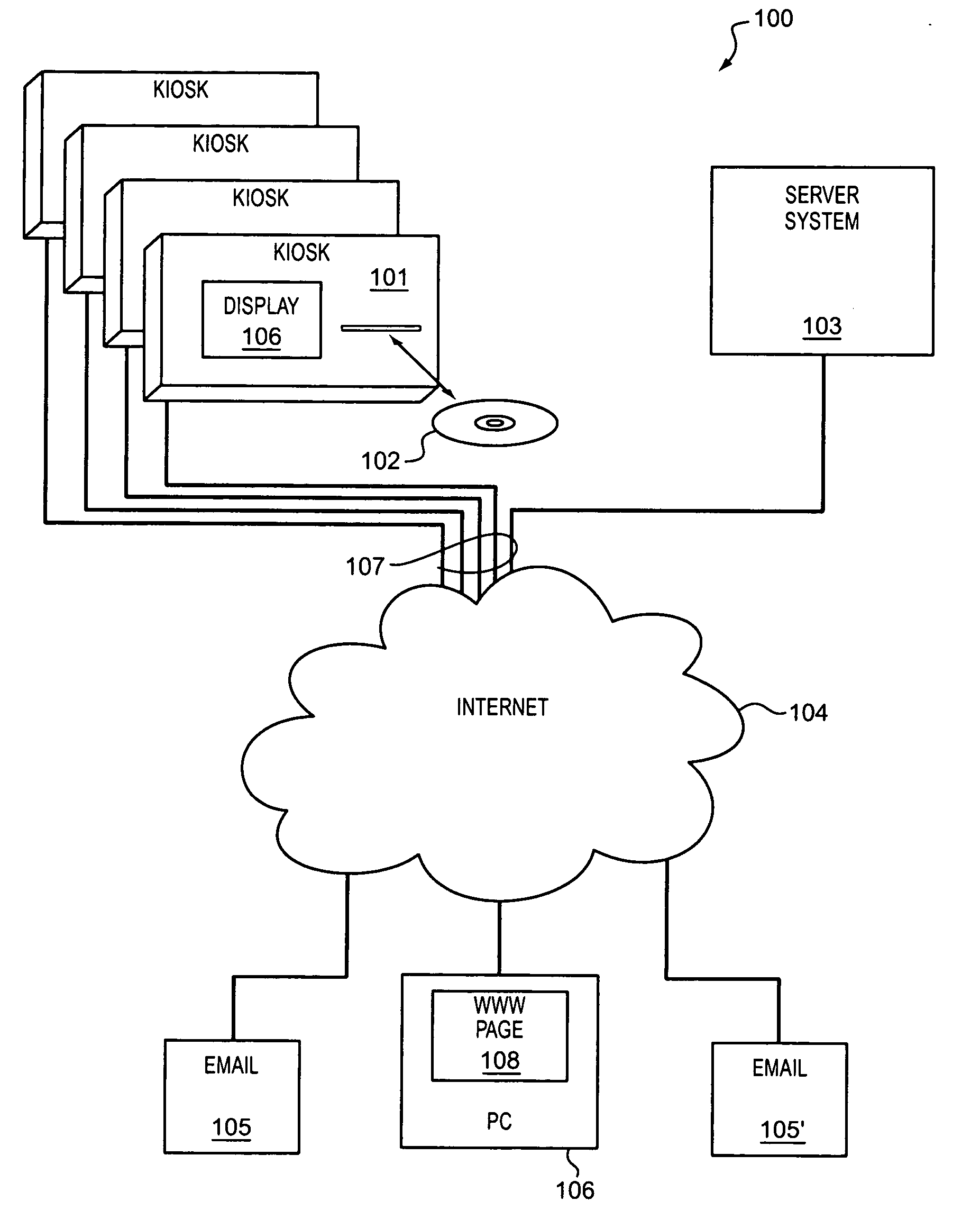 System and kiosk for commerce of optical media through multiple locations