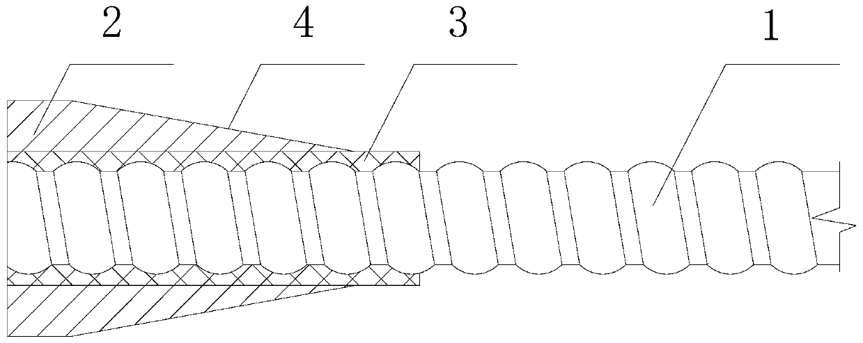 Expanded end head for anchoring FRP rib, processing method and anchoring method